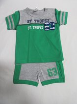 dirkje , kledingset  , jongen , tshirt +short , groen / grijst , 1 maand 56