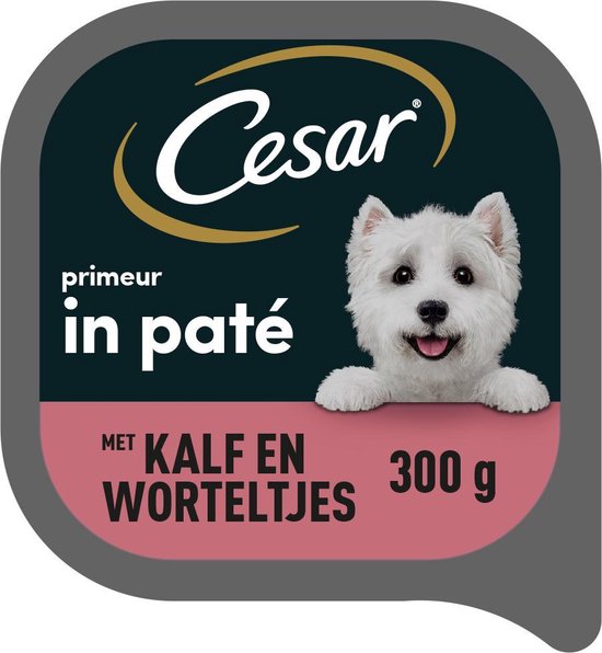 Cesar Primeur Paté Honden Natvoer - Kalf & Worteltjes - 10 x 300 gr