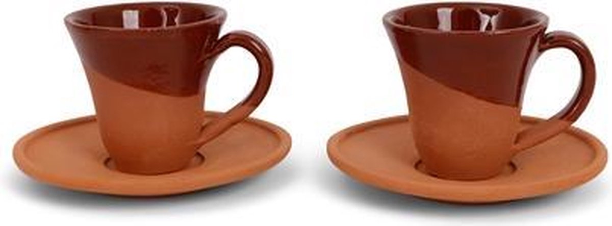 SENZA Espressokopjes Set Terracotta Bruin - 2 kopjes -