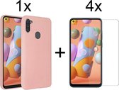Samsung A11 Hoesje - Samsung galaxy A11 hoesje roze siliconen case hoes cover hoesjes - 4x Samsung A11 screenprotector