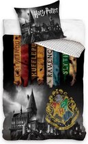 Harry Potter Dekbedovertrek- Katoen- 1persoons- 140x200- Dekbed Banners Hogwarts school