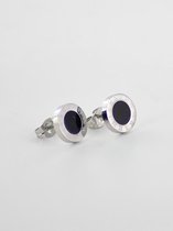 Zilveren plug look oorbellen latijn zwart