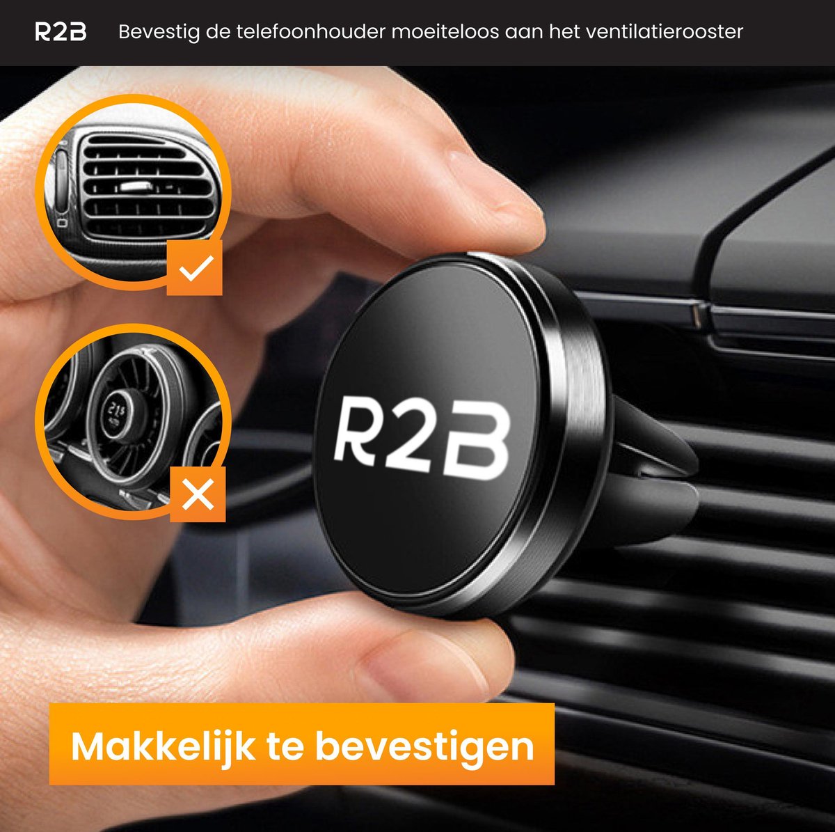 R2B Magnetische Telefoonhouder Auto Ventilatie - Telefoonhouders Auto - Gsm Houder Auto - Mobiel Houder Auto - Autohouder - Telefoon Houder Magneet - Auto Telefoonhouder - Phone Holder Car – foto 3