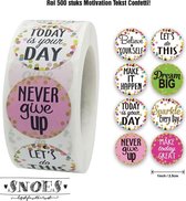 Snoes - sluitstickers 500 stuks - stickerrol - Motivation Tekst Confetti - beloningsstickers - stickers voor kinderen - schoolspullen - onderwijs - peuters - kleuters - Motivatie Confetti - c