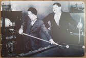 Laurel en Hardy Dikke en Dunne pool biljart Reclamebord van metaal METALEN-WANDBORD - MUURPLAAT - VINTAGE - RETRO - HORECA- BORD-WANDDECORATIE -TEKSTBORD - DECORATIEBORD - RECLAMEP