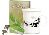 Cadeau thee set voor moeder, vrouw of vriendin bestaande uit - 50 gram groene thee - beker panda - maatlepel.
