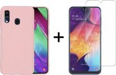 Samsung A40 hoesje roze - Samsung Galaxy a40 hoesje roze siliconen case hoes cover hoesjes - 1x Samsung A40 screenprotector