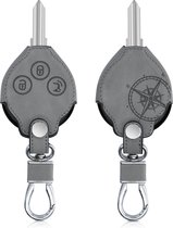 kwmobile autosleutelhoes voor Smart 3-knops draadloze autosleutel - beschermhoes van imitatieleer - Vintage Kompas design - grijs