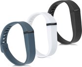 kwmobile horlogeband voor Fitbit Flex - 3x siliconen bandje in wit / zwart / antraciet - Voor fitnesstracker