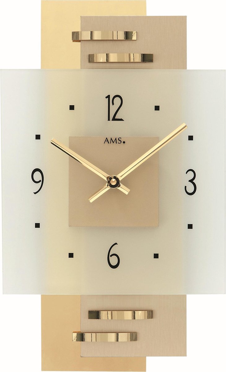 Moderne messing wandklok met quartz-uurwerk