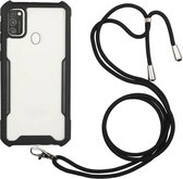 Samsung Galaxy A21s Hoesje met Koord Back Cover Keycord Zwart