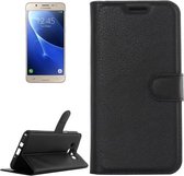 Voor Galaxy J7 (2016) / J710 Litchi Texture Horizontale Flip Leren Case met Houder & Kaartsleuven & Portemonnee (Zwart)