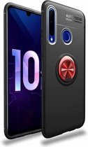 lenuo schokbestendig TPU-hoesje voor Huawei Honor 10i, met onzichtbare houder (zwart rood)