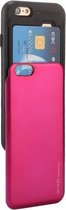 GOOSPERY voor iPhone 6 Plus & 6s Plus TPU + PC Sky Slide Bumper beschermende achterkant van de behuizing met kaartsleuven (magenta)