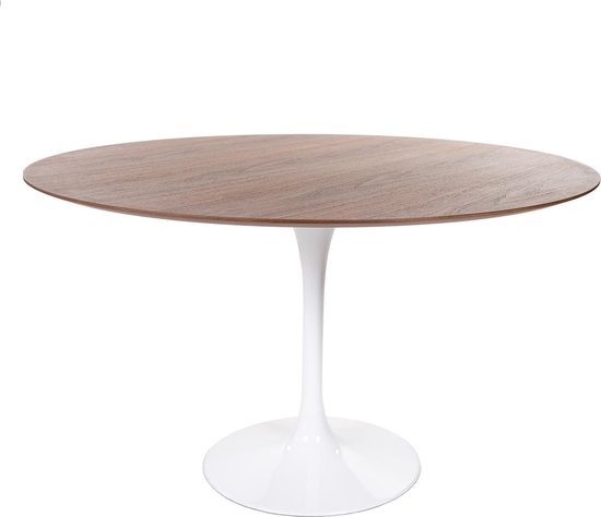 Design eettafel Tulip Table 120cm Top Walnoot Tafelpoot wit. | bol.com