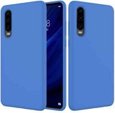 Effen kleur vloeibaar siliconen schokbestendig hoesje met volledige dekking voor Huawei P30 (donkerblauw)
