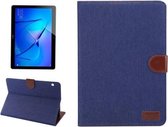 Voor Huawei MediaPad M3 Lite 10 inch Denim Textuur PC Horizontale Flip Lederen Beschermhoes met Houder & Kaartsleuven & Portemonnee & Fotolijst (Donkerblauw)