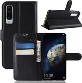 Litchi Texture horizontale lederen flip-hoes voor Huawei P30, met houder en kaartsleuven en portemonnee (zwart)