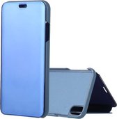 Galvaniserende spiegel horizontale flip lederen tas voor iPhone XS Max, met houder (blauw)