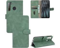Voor HTC Desire 20 Pro Effen Kleur Huidgevoel Magnetische Gesp Horizontale Flip Kalfsstructuur PU Lederen Case met Houder & Kaartsleuven & Portemonnee (Groen)