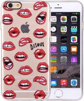 Voor iPhone 6 & 6s reliëf rode lippen patroon zachte TPU beschermhoes (rood)