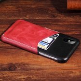 Voor iPhone X / XS contrasterende kleur PU lederen beschermer achterkant van de behuizing met kaartsleuf (rood)
