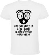 Redbull in Espresso Heren t-shirt | koffie | energiedrank | adhd | energy |  Wit