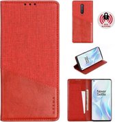 Voor OnePlus 8 MUXMA MX109 horizontale flip lederen tas met houder en kaartsleuf en portemonnee (rood)