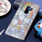 Galaxy S9 + kleurbeplating marmeren textuur zachte TPU beschermende achterkant van de behuizing (goud)