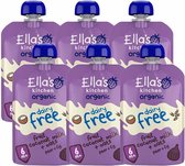 6x Ella's kitchen Knijpzakje Dairy Free 6+ m Kokosmelk, Haver, Peer, Vijgen 100 gr