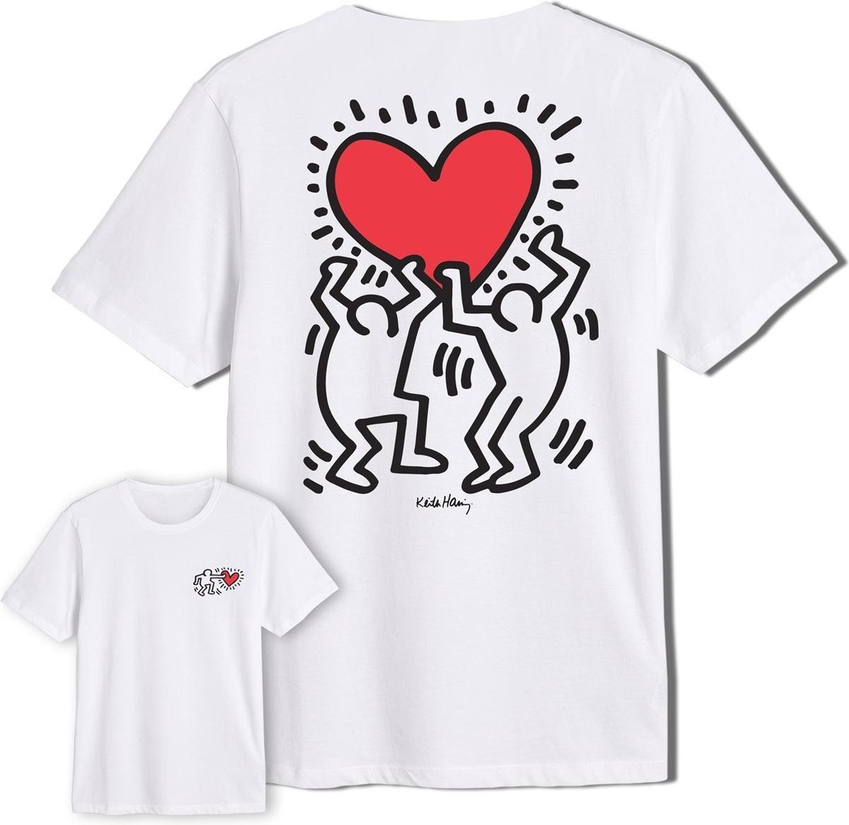 Schuur garen Momentum Keith Haring Heart Lift T-Shirt Wit | bol.com