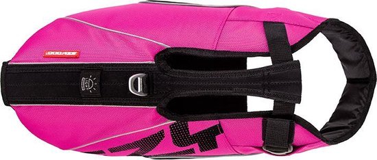 Felroze EzyDog reddingsvest voor honden, zicht van bovenaf