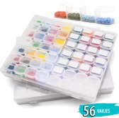 Diamond Painting Opbergdoos | 2 Stuks | Sorteerdoos | 112 Vakjes Totaal | Inclusief Stickers | Kralendoos