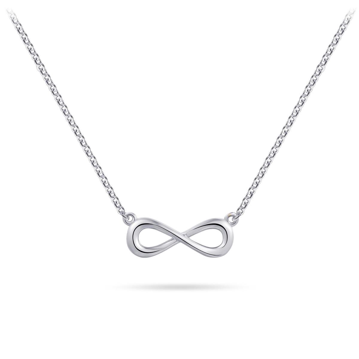 Gisser Jewels - Hanger incl. Collier - Infinity Symbool glad gepolijst - 5mm x 15mm - Lengte 42+5cm - Gerhodineerd Zilver 925 - N1108-42+5 - Sieraad