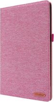 Voor Lenovo Tab P11 Pro Horizontale flip TPU + stof PU lederen beschermhoes met naamkaartclip (rose rood)