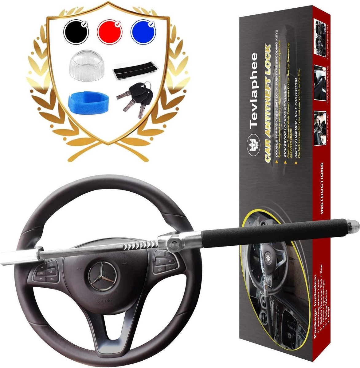 Auto Stuurwiel Spinner Schedel, Metalen Hars Stuurwiel Spinner Knop Schedelvorm Universele Power Handvat voor Auto's Vrachtwagens Tractoren Boten(rood
