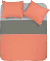 Y-NOT - Crispy Cotton Two Tone - Dekbedovertrek - Katoen - Lits-jumeaux - 240x200/220 cm - Zalm Antraciet