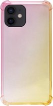 ADEL Siliconen Back Cover Softcase Hoesje Geschikt voor iPhone 12 Mini - Kleurovergang Roze Geel