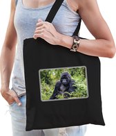Dieren tasje met apen foto - zwart - voor volwassenen - natuur / Gorilla aap cadeau tas