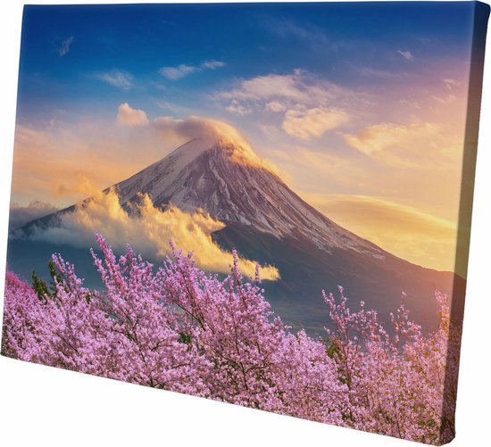 Mont Fuji | Le Japon | 90 x 60 cm | Nature | Volcan | Peinture | Tissu en toile
