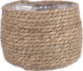 Naturel beige rotan planten/bloemen pot mand van gedraaid jute/riet/zeegras H15 en D18 cm - Met plastic binnenkant