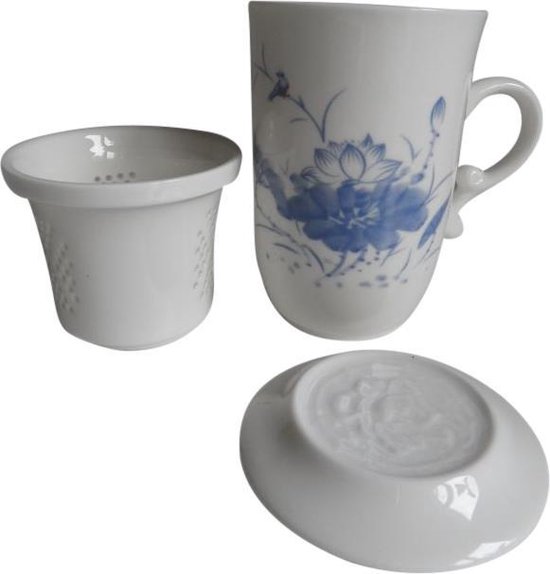PASSOIRE & Couvercle/Tasse/Mug Blanc chinois porcelaine/Teebecher