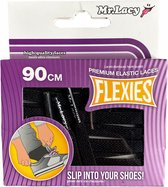 Elastiek-schoenveters Flexies zwart 90 cm lang 7mm breed High Quality
