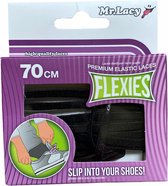 Elastiek-schoenveters Flexies zwart 70 cm lang 7mm breed High Quality