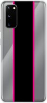 Samsung Galaxy S20 - Smart cover - Transparant - Streep - Zwart - Roze