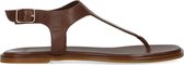 Manfield - Dames - Bruine leren sandalen - Maat 39