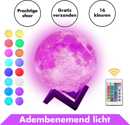 Maan Lamp Met 16 Kleuren Van In Round - Moon Lampje Led Maanlamp Tafellampen Slaapkamer Volwassenen Woonkamer Tafellampje Galaxy Sterren Projector Light Sterrenlamp Hemel Starry 20 Plafondlamp Stopcontact 15 Kinderkamer Cm Nachtkastje Nachtlampje