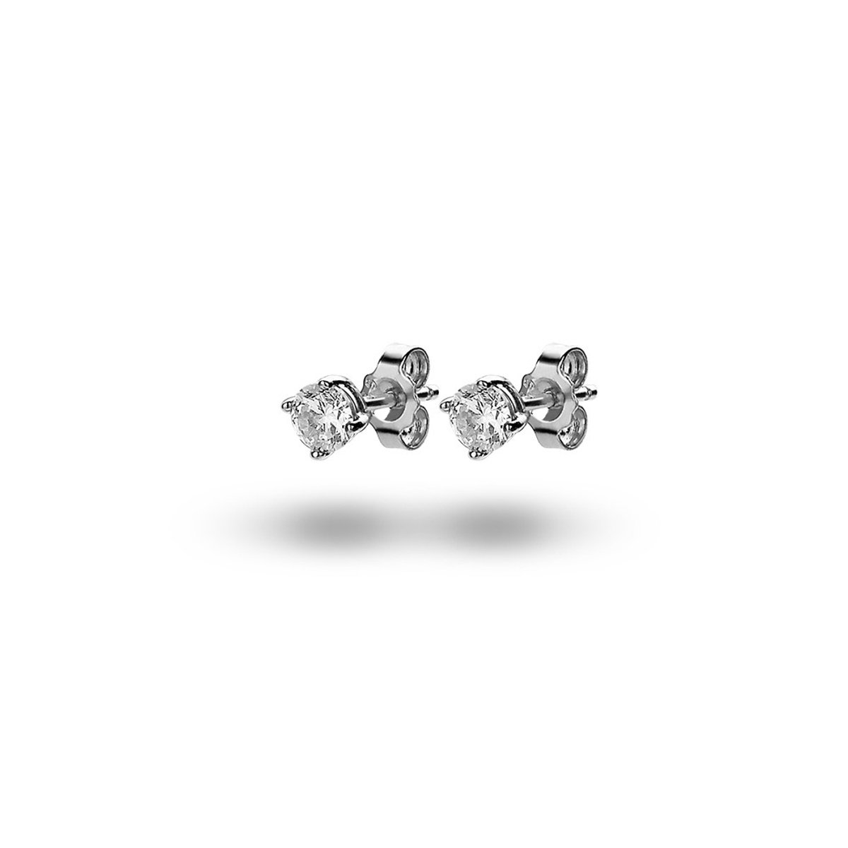 Twice As Nice Oorbellen in zilver, een zirkonia van 4 mm Wit