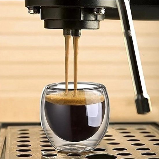 borst knuffel baseren Dubbelwandige Espresso Glaasjes - 80 ml x 4 stuks + 150 ml Koffieglas kado  -... | bol.com