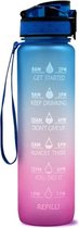 Waterfles  roze/blauw - 1 liter met drink hulp